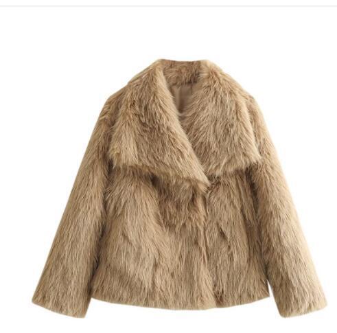 Winter Plush Lapel Coat for Women