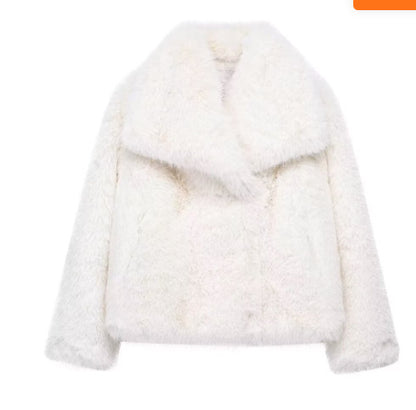 Winter Plush Lapel Coat for Women