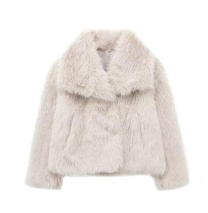 Winter Plush Lapel Coat for Women