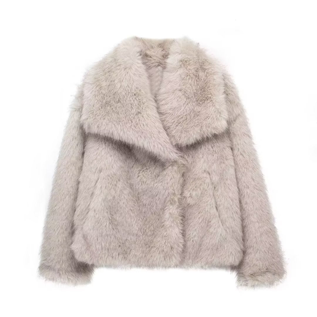 Winter Plush Lapel Coat for Women